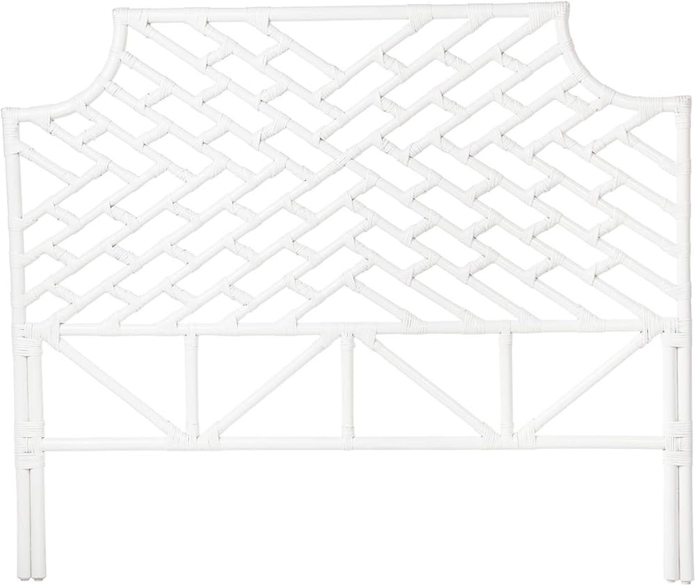 Kouboo Rattan Chippendale Headboard, Queen Size, White Loft | Amazon (US)