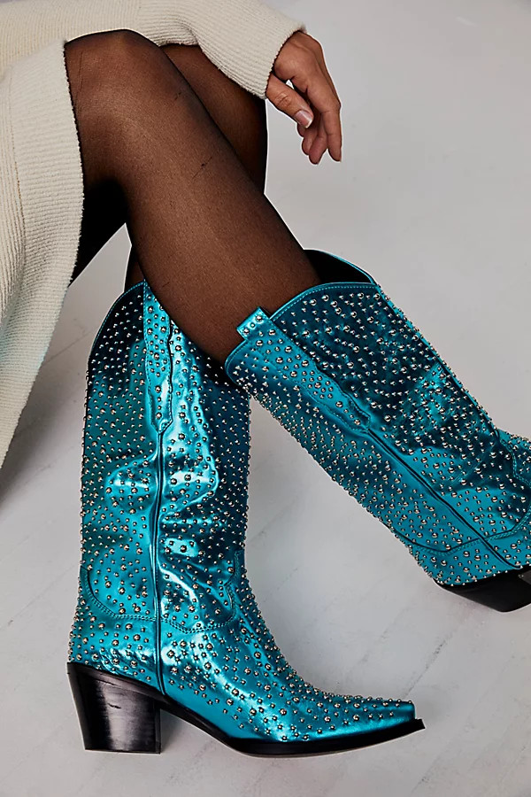 Dagget Studded Western Boots by Jeffrey Campbell at Free People, Blue, US 8.5 | Free People (Global - UK&FR Excluded)