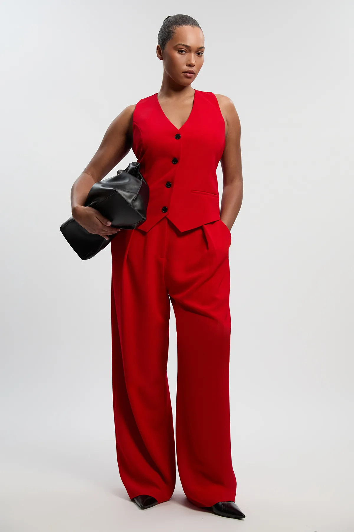 Karen Millen Plus Size Soft Tailored Wide Leg Trouser | Boohoo USA | boohoo (US & Canada)