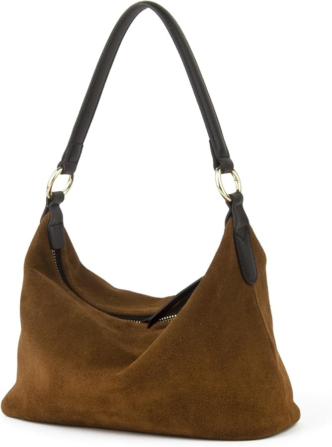 Slouchy Brown Suede Crescent Hobo Bag for Women, Suede Trendy Shoulder Satchels Bag and Work Tote... | Amazon (US)