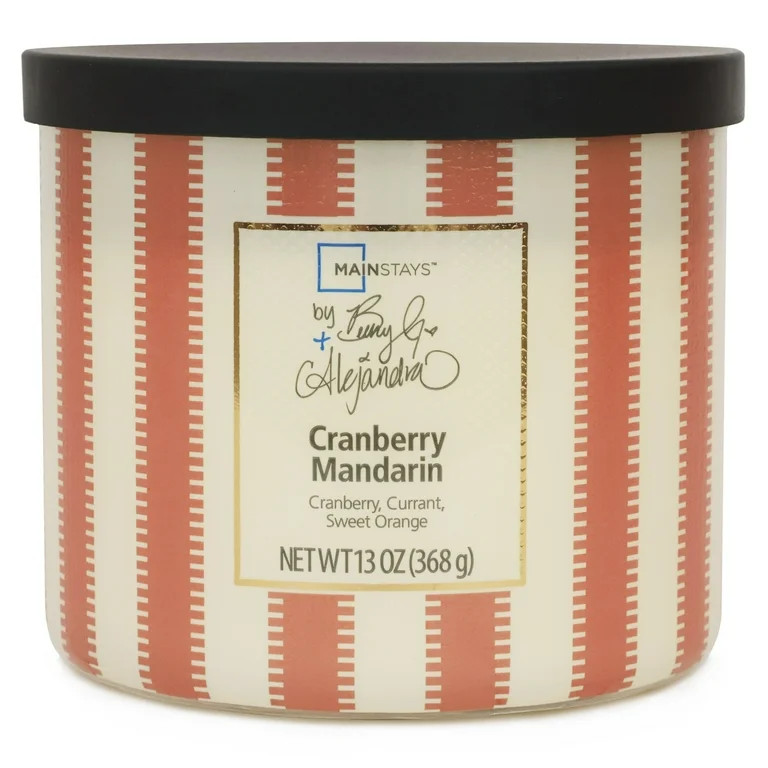 Mainstays by Becky G. & Alejandra 3-Wick Cranberry Mandarin Candle, Orange Stripe, 13 oz | Walmart (US)