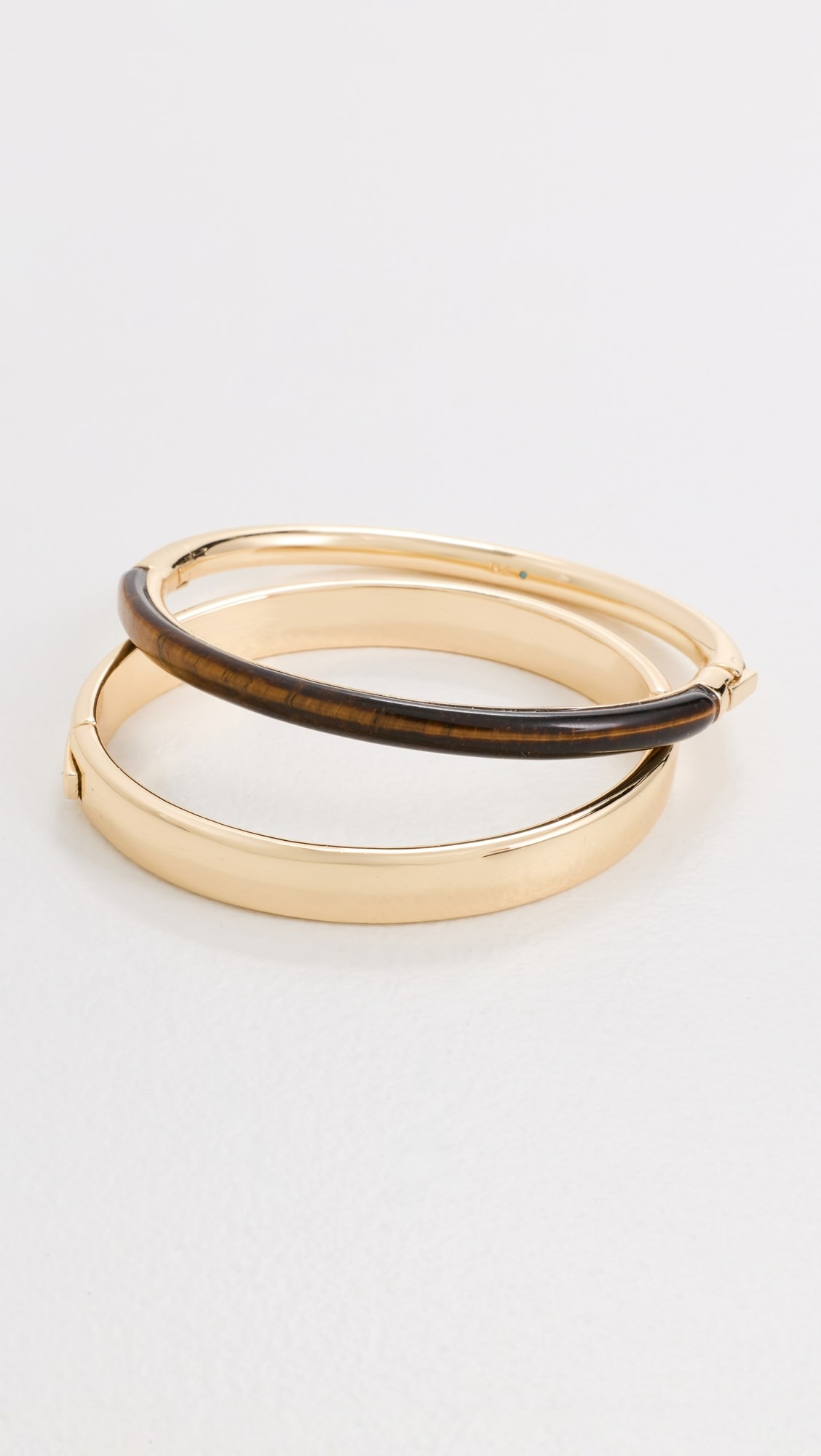 Semi Stone and Small Puffy Hinged Cuff Set | Shopbop