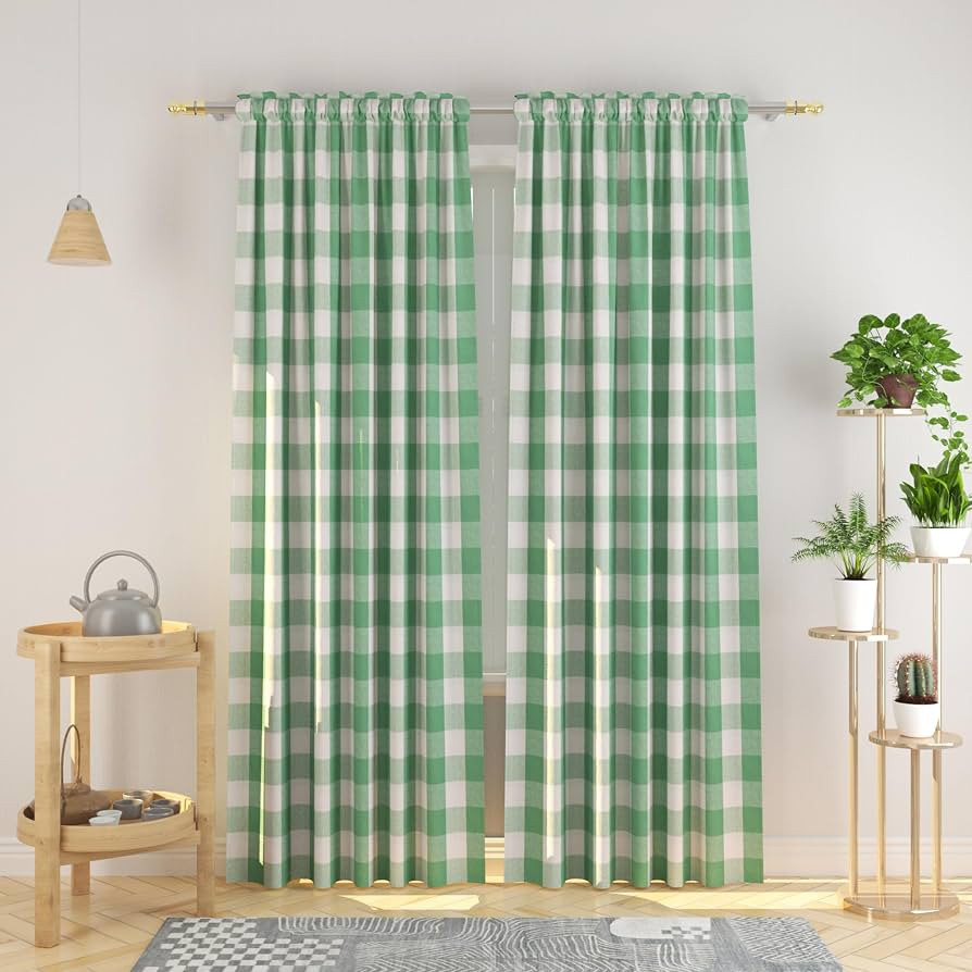 Buffalo Check Curtains 108 inch Long Farmhouse Living Room Divider Bedroom Gingham Plaid Window C... | Amazon (US)
