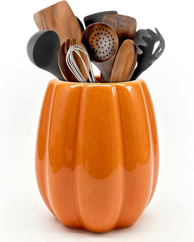 pinata Fall Kitchen Decor, Ceramic Fall Pumpkin Utensil Holder | Cute Autumn Utensils Holder, Cer... | Amazon (US)