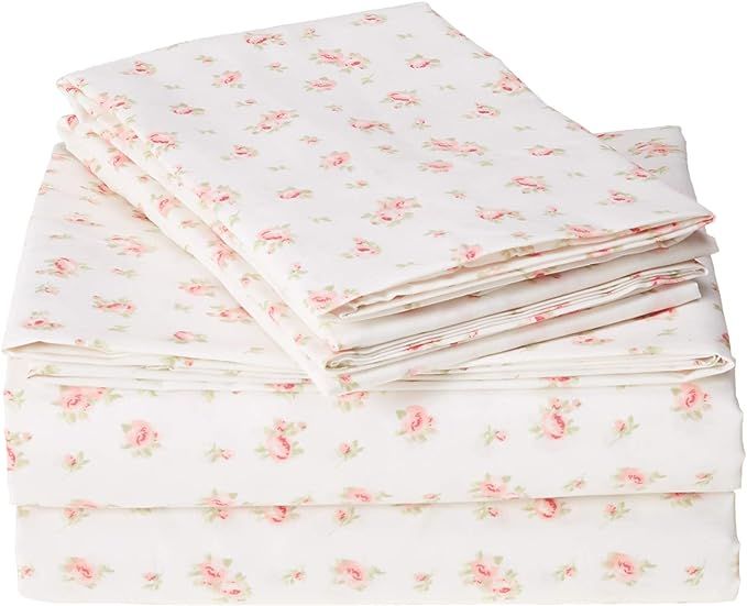 Full Amrapur Overseas Pink/Rose Microfiber Bed Sheet Set(Fitted Sheet, Flat Sheet, 2 Pillowcases) | Amazon (US)