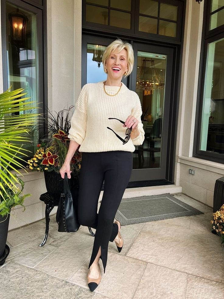 Cozy vibes meet effortless chic 🍂 This soft oversized sweater + black pants + flat slingbacks combo is my new go-to for everything from coffee runs to casual office days. Comfy, stylish, and totally wearable—because who says you can’t have it all? 🖤 #AmazonFinds #EverydayStyle #ComfyChic #OOTD

#LTKootd #LTKSeasonal #LTKOver40