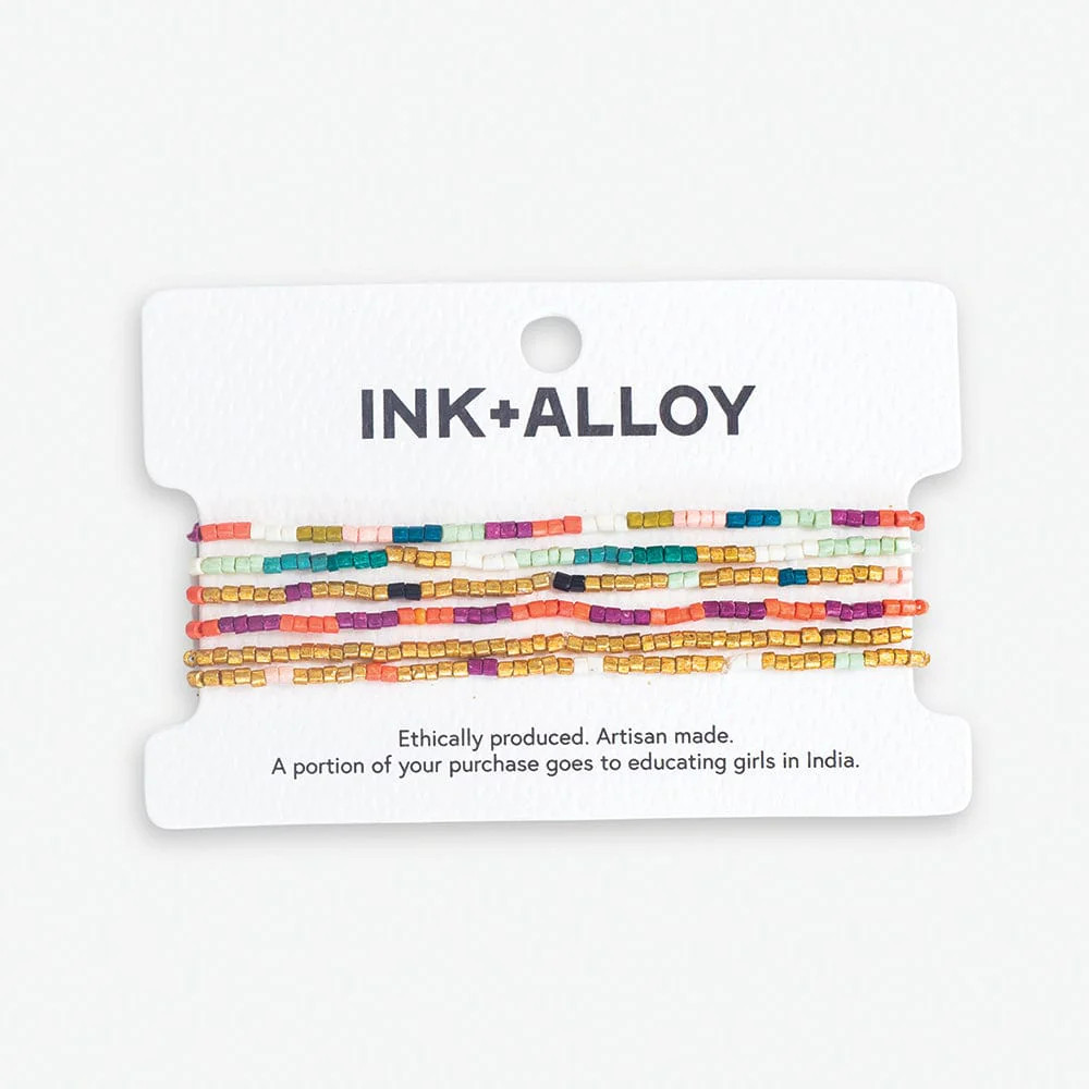Macy Six Strand Luxe Beaded Bracelet Set Rainbow | INK+ALLOY