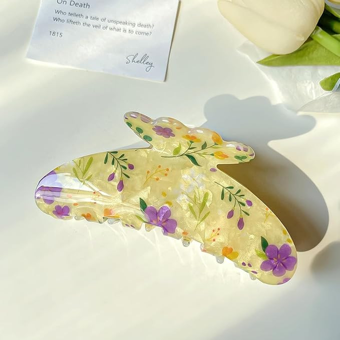 4.3" Floral Pattern Print Large Vintage Hair Claw Clip Non-Slip Shell French Style Hair Accessori... | Amazon (US)