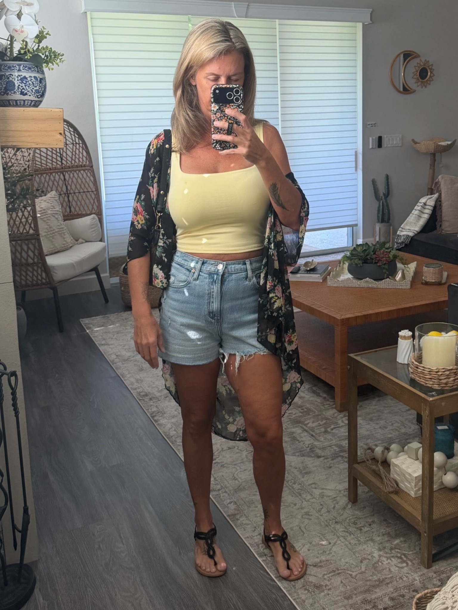 Yellow is my fave for summer and still loving kimonos for hot weather layering #kimono #floralkimono #yellowtank #levis #levi501 #levi501shorts #summerstyle #ootd #wiw

#LTKdayinmylife #LTKOver40 #LTKootd