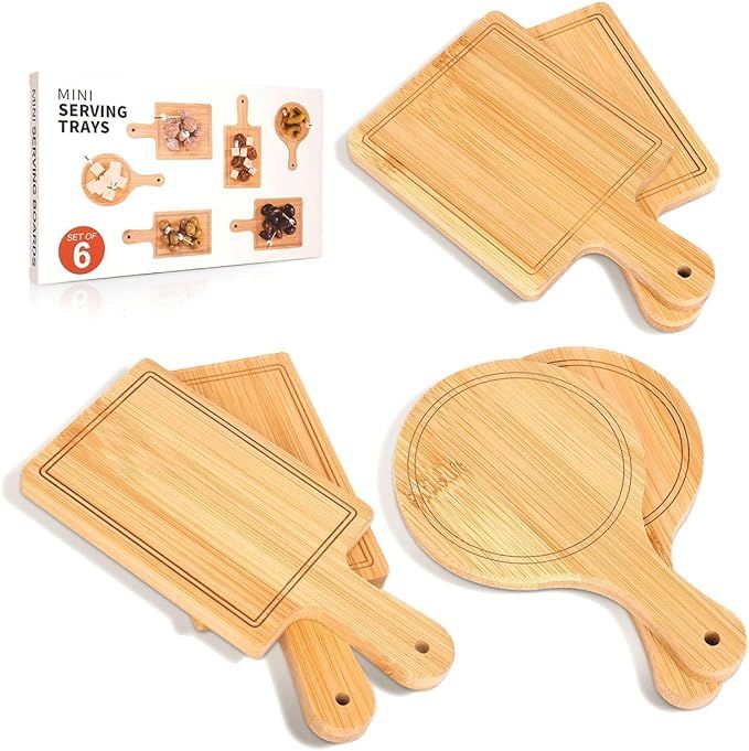 Charcuterie Boards, Cutting Board Set, 6 PCS Mini Charcuterie Boards, Trays for Serving Food, Bam... | Amazon (US)