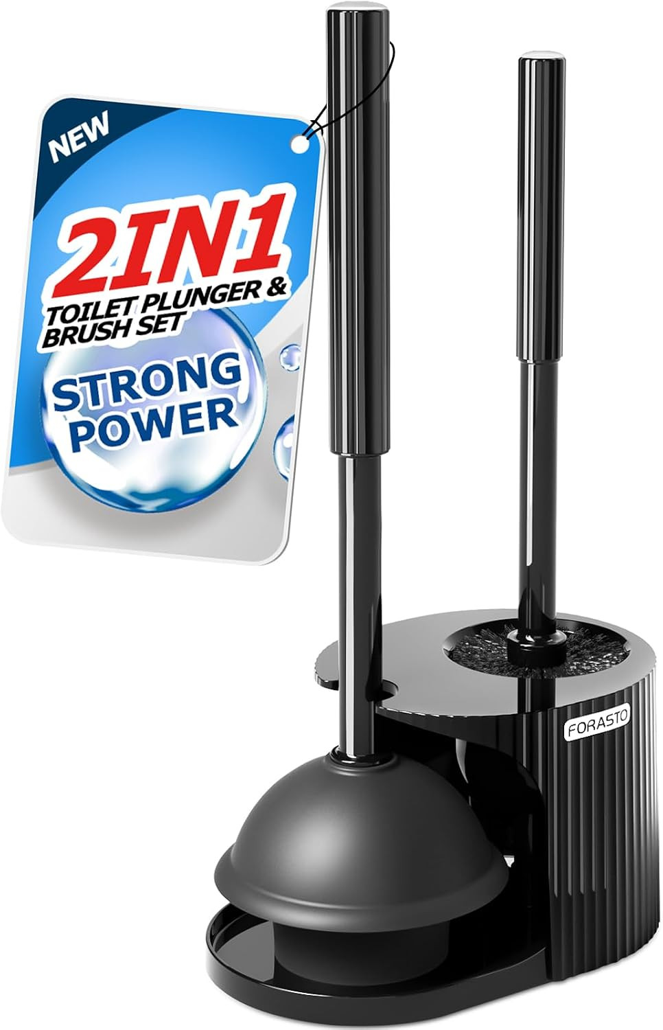 FORASTO 2in1 Toilet Brush and Plunger Set - Bathroom Bowl Holder Combo | Amazon (US)