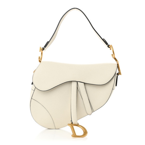 Grained Calfskin Saddle Bag White | FASHIONPHILE (US)