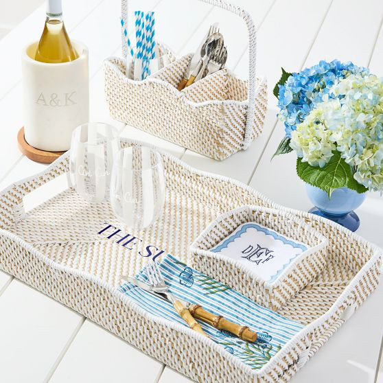 Chatham Woven Rattan Dinner Napkin Holder | Mark and Graham