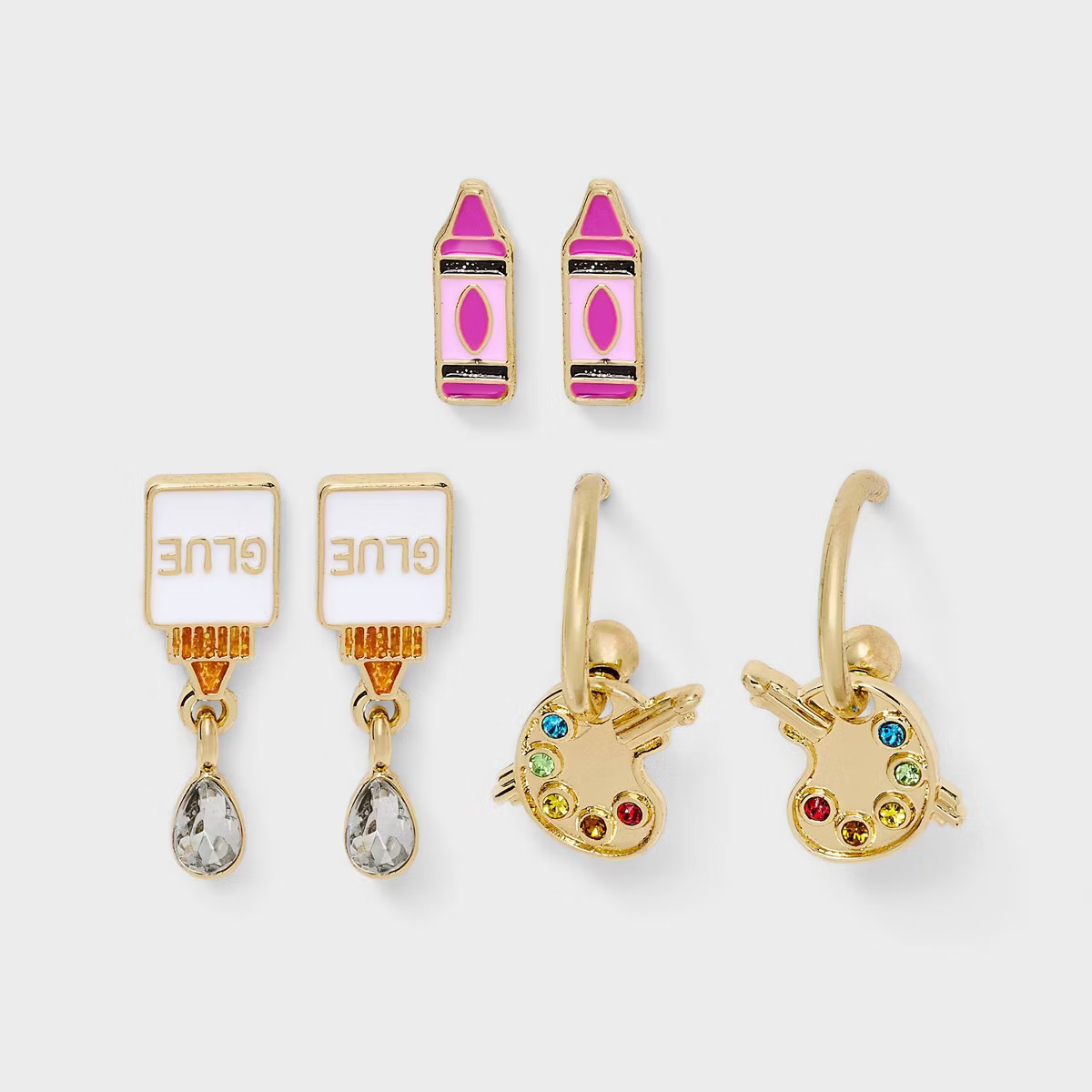 SUGARFIX by BaubleBar Arts & Crafts Stud Earring Set 3pc - Gold | Target