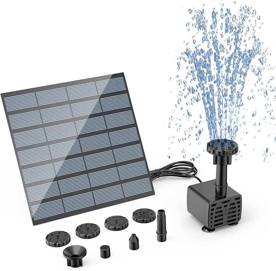 AISITIN DIY Solar Fountain Pump, Solar Panel Pond Powered Water Feature Pump with 6 Nozzles, DIY ... | Amazon (UK)