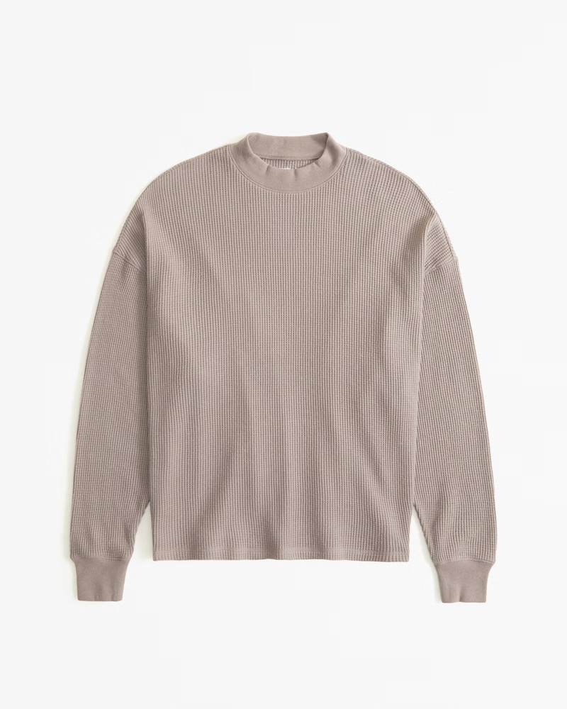 Women's Long-Sleeve Mockneck Waffle Tee | Women's Tops | Abercrombie.com | Abercrombie & Fitch (US)
