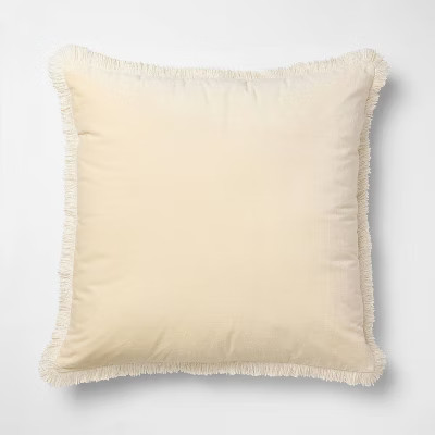 Oversized Square Solid Velvet Pillow w/ Fringe Yellow  - Threshold™ Designed with Studio McGee | Target