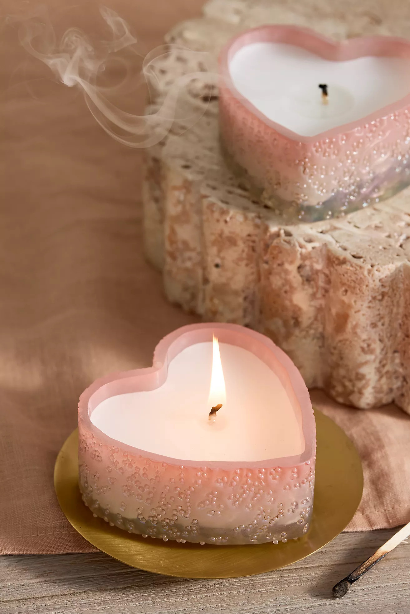 Bubble Glass Heart Candle, Peony Blush | Anthropologie (US)