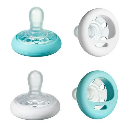 Tommee Tippee Breast-like Pacifier Soother, 0-6 months – White & Ice Blue, 4 Pack | Walmart (US)