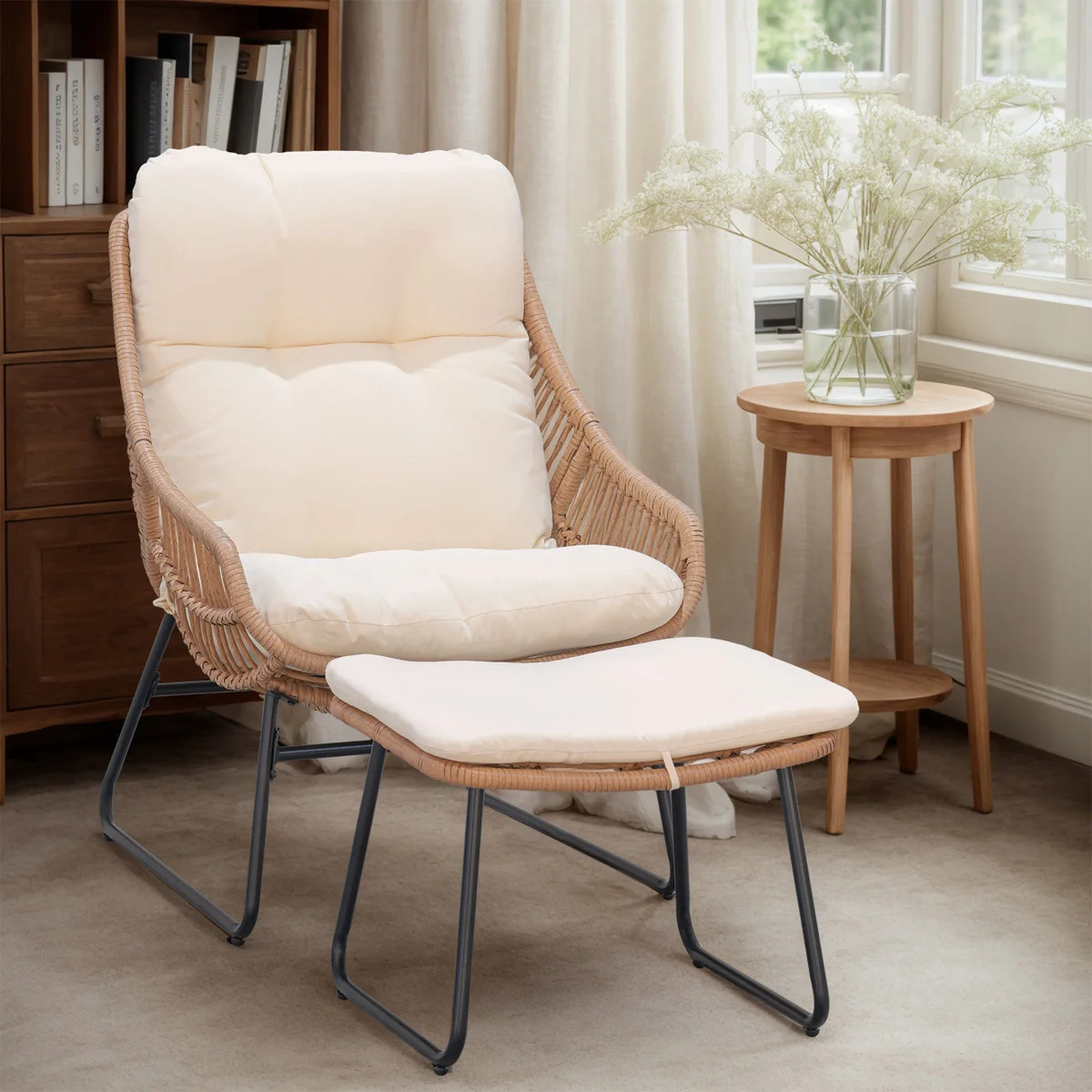 Allexis Wicker Outdoor Lounge Chair with Ottoman | Wayfair North America