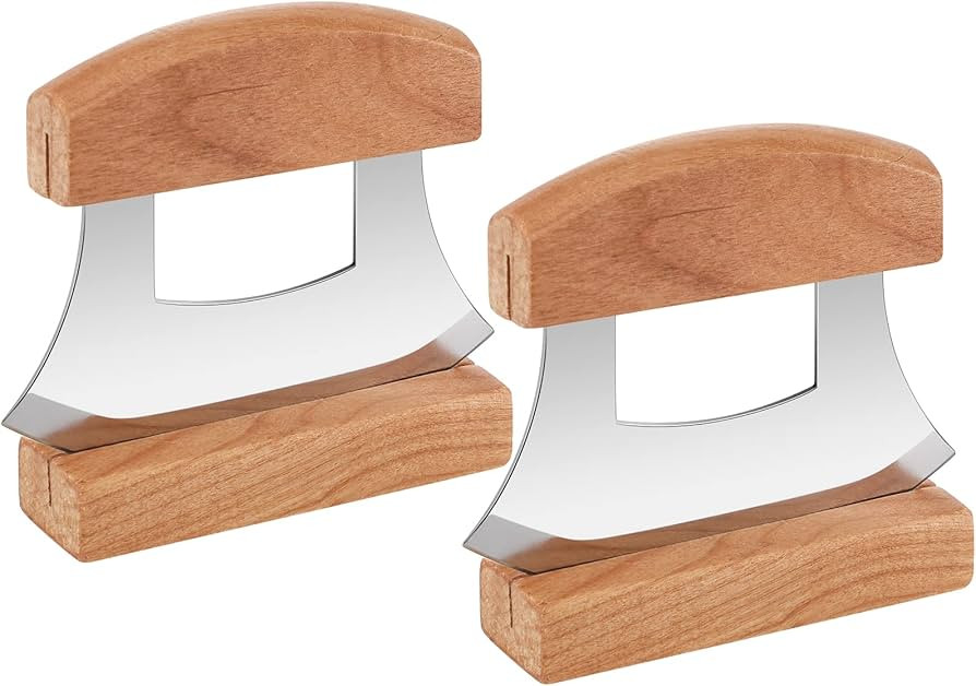 Hanaive 2 Pack 4 x 5 inch Mezzaluna Ulu Knife Salad Veggies Rocker Chopper Slicer Cutter Mezzalun... | Amazon (US)