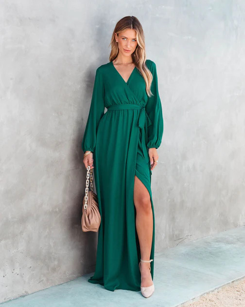Elegance Is Beauty Front Tie Maxi Dress - Pine | VICI