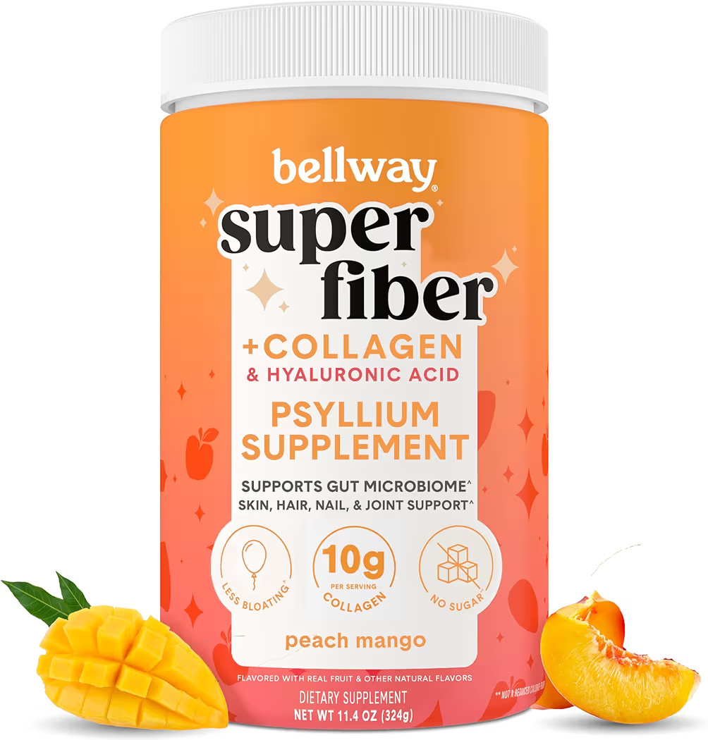 Bellway Super Fiber Powder + Collagen, Sugar-Free Psyllium Husk Powder with Collagen Peptides and... | Amazon (US)