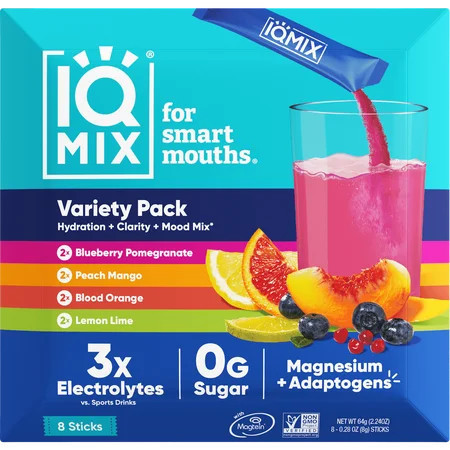 IQMIX Sugar Free Electrolyte Powder Packets - Keto Electrolytes with Lions Mane, Magnesium L-Threonate, Potassium Citrate - Sampler Pack (8-Count) | Walmart (US)