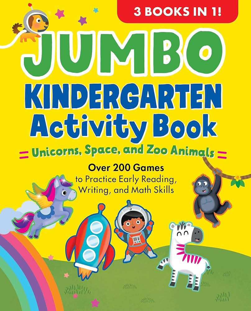 Jumbo Kindergarten Activity Book: Unicorns, Space, and Zoo Animals: Over 225 Games to Practice Ea... | Amazon (US)