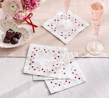 Confetti Heart Cotton Cocktail Coasters - Set of 4 | Pottery Barn (US)