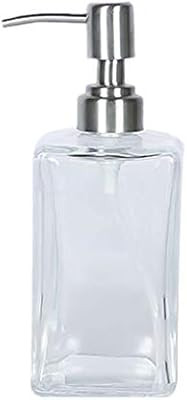 Simple Transparent Square Glass Bottle 450 ml Soap Dispenser 304 Stainless Steel Pump Suitable fo... | Amazon (US)