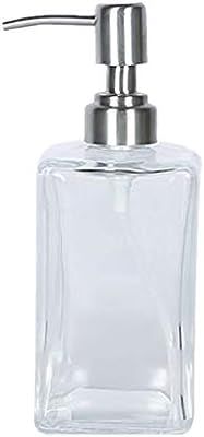 Simple Transparent Square Glass Bottle 450 ml Soap Dispenser 304 Stainless Steel Pump Suitable fo... | Amazon (US)