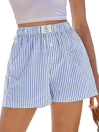 ANRABESS Boxer Shorts for Women Gingham Pajama 2025 Summer Casual Lounge Sleep Plaid Shorts Y2K B... | Amazon (US)
