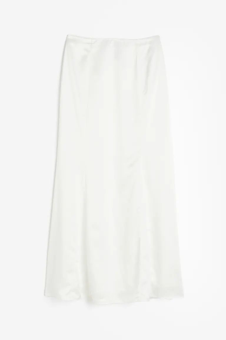Crêped Satin Skirt - White - Ladies | H&M US | H&M (US + CA)