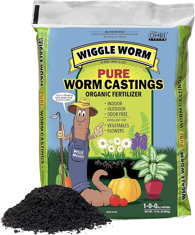 Wiggle Worm 100% Pure Organic Mineral-Dense Worm Castings Fertilizer, 15lbs - Improves Soil Ferti... | Amazon (US)