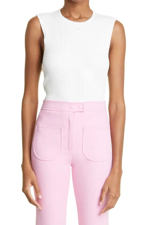 Courrèges Cape Back Ribbed Sleeveless Top in White at Nordstrom, Size 0 | Nordstrom