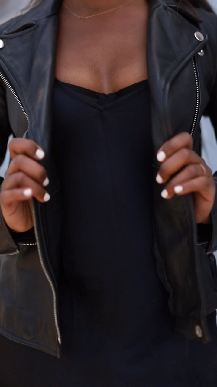 Can’t go wrong with a satin slip dress and a leather jacket look! 

#LTKVideo #LTKstyletip