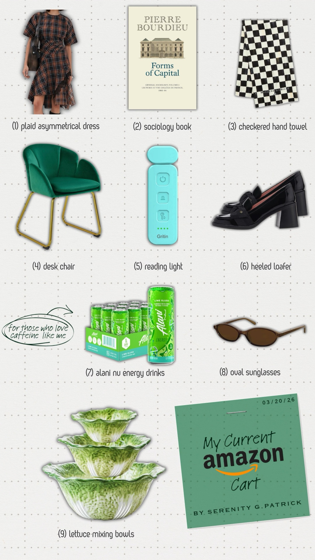 I know we all are constantly adding items to our amazon cart that we are interested in purchasing. Here are a few of the items currently in my cart, they vary from household items, office chairs, clothing and a new book. 

(March 20, 2026)

#LTKfitnessgoals #LTKgrwm #LTKdayinmylife