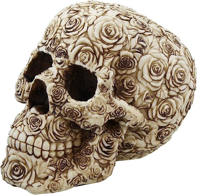 Pacific Trading Decorative Ornate Rose Flower Skull Figurine | Amazon (US)