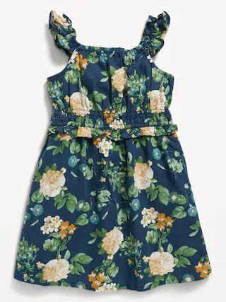 Sleeveless Fit & Flare Ruffle-Trim Linen-Blend Dress for Toddler Girls | Old Navy (US)