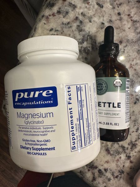 Daily supplements I take magnesium glycine and nettle dropper 

#LTKfindsunder100 #LTKsalealert #LTKfindsunder50