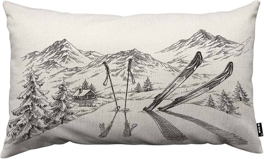 TKS MITLAN Pillow Cover, Farmhouse Style, Decorative Throw Pillow Cover, Mountains Panorama in Wi... | Amazon (US)