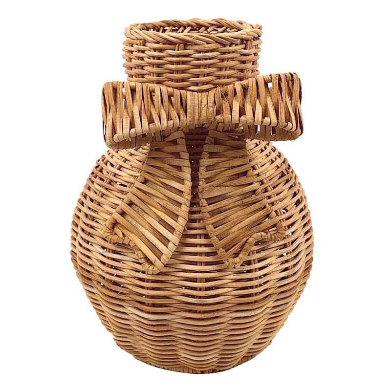 Natural Rattan Vase with Bow, 9" | At Home