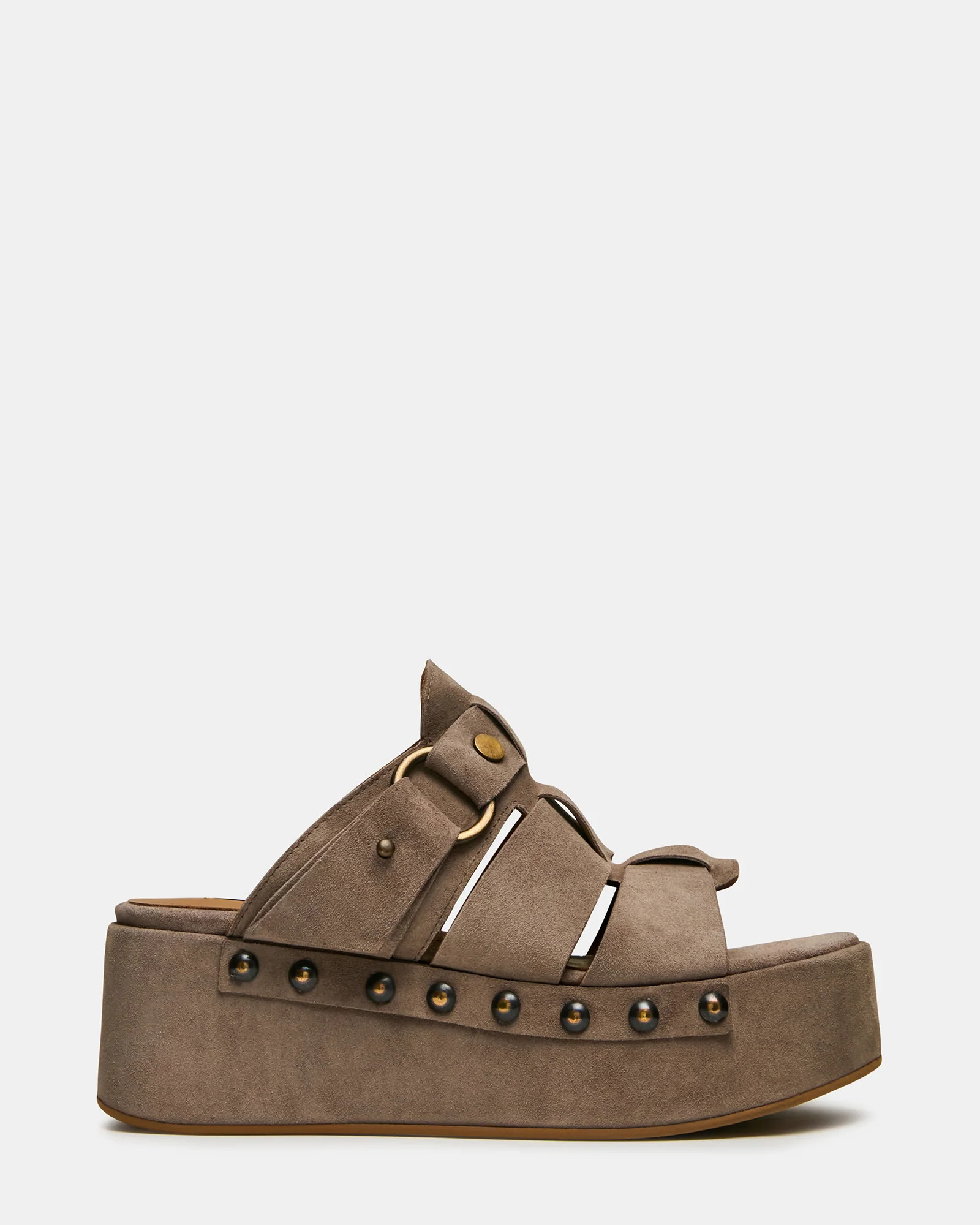 JYNX Taupe Suede Mule Studded Platform Women's Sandal | Steve Madden (US)