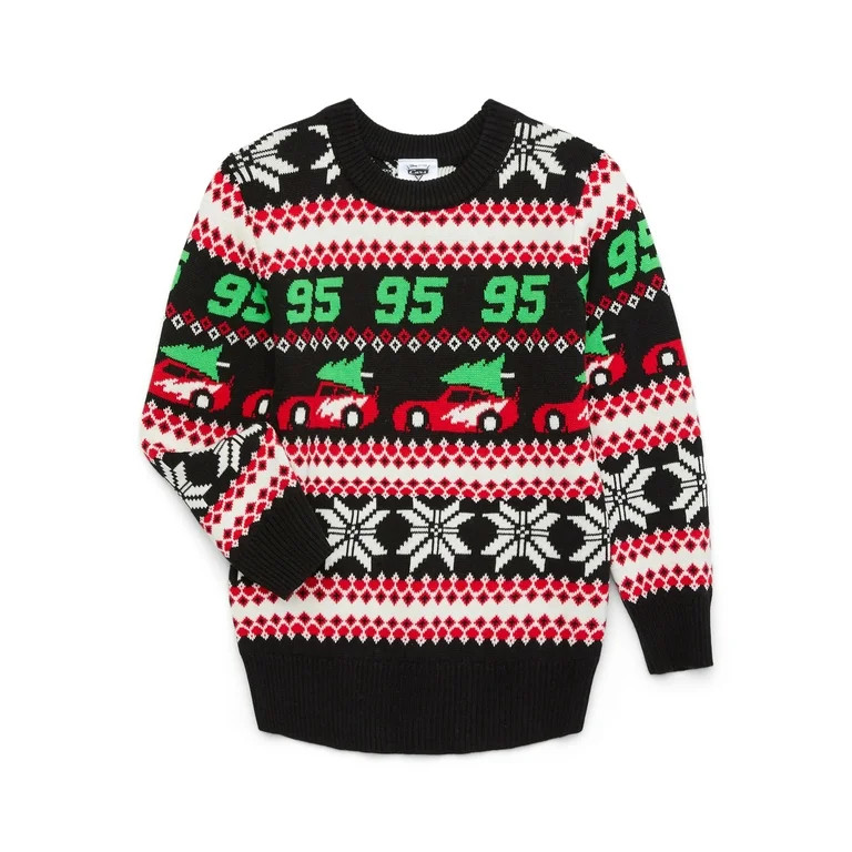 Disney Pixar Cars Toddler Boy Holiday Sweater with Long Sleeves, Sizes 12M-5T | Walmart (US)