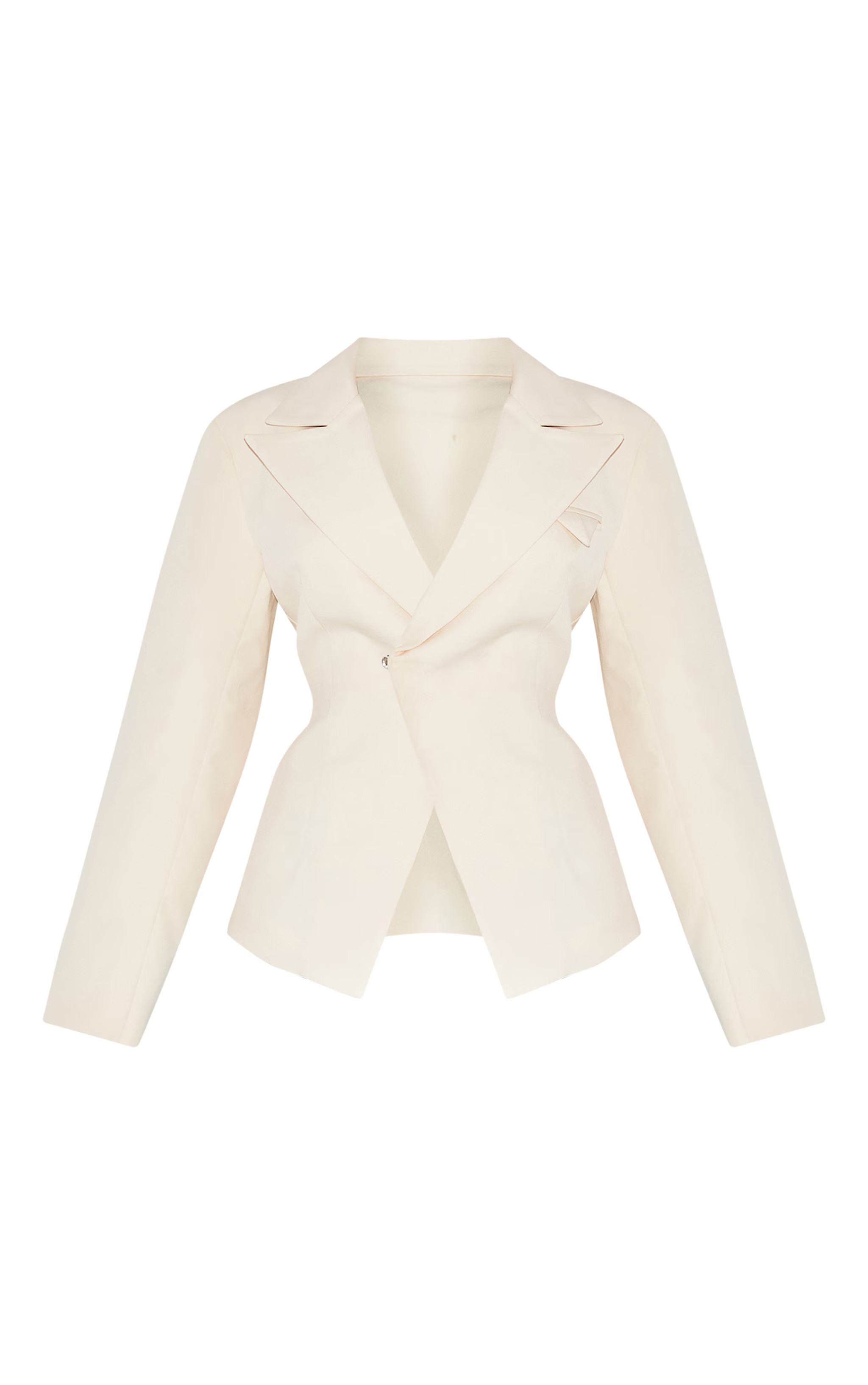 Shape Cream Tailored Asymmetrical Cross Over Adjustable Waist Blazer | PrettyLittleThing US