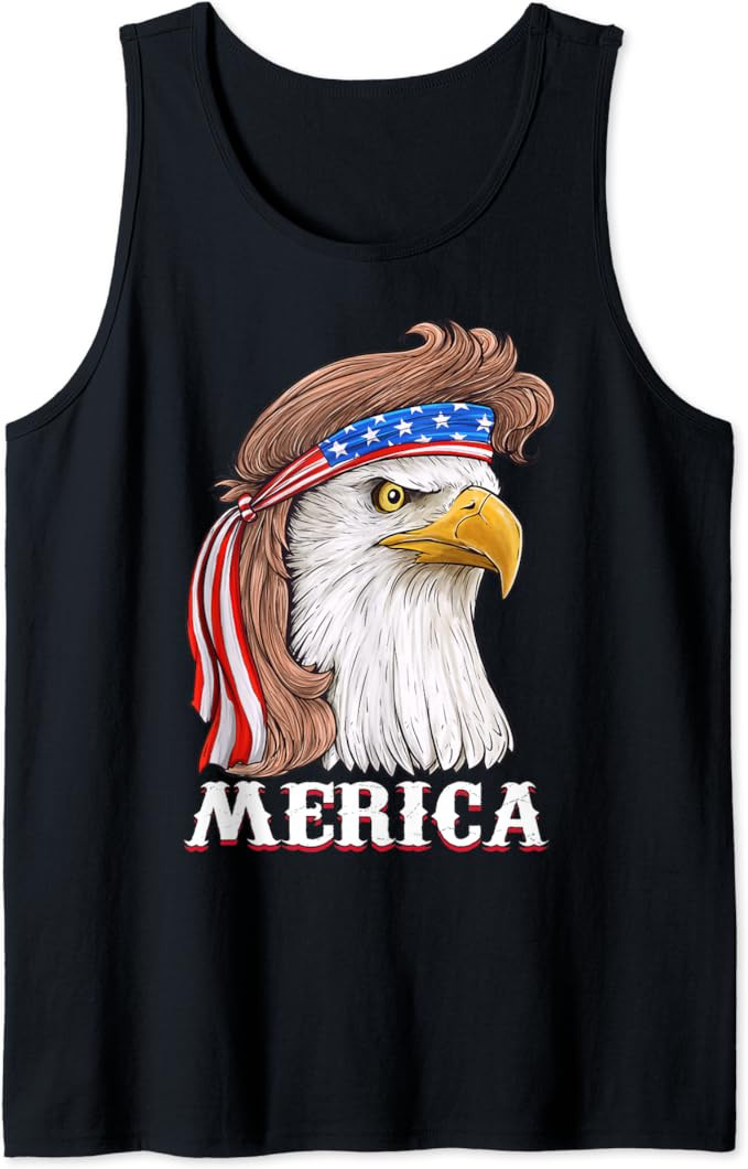 Eagle Mullet 4th Of July USA American Flag Merica Tank Top | Amazon (US)
