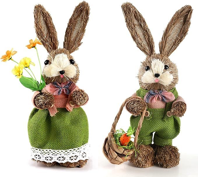 A Pair of Cute Easter Simulation Foam Rabbit,Cartoon Dressed Rabbit Ornament for Easter Decor Gar... | Amazon (US)