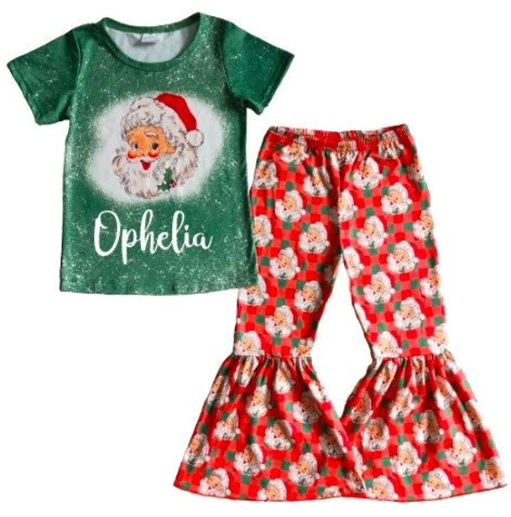 Girls Santa Outfit Girls Personalized Christmas Outfit - Etsy | Etsy (US)
