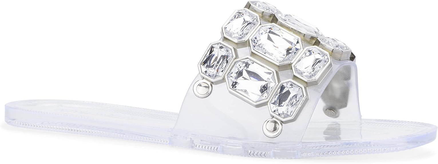 Olivia Miller Women’s Fashion Ladies Shoes, PVC Jelly w Embellished Glitter Rhinestone Single W... | Amazon (US)